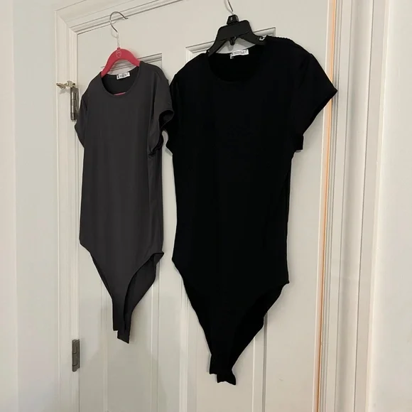 Zara bodysuits with cap sleeves size M black and slate grey - Picture 4 of 11